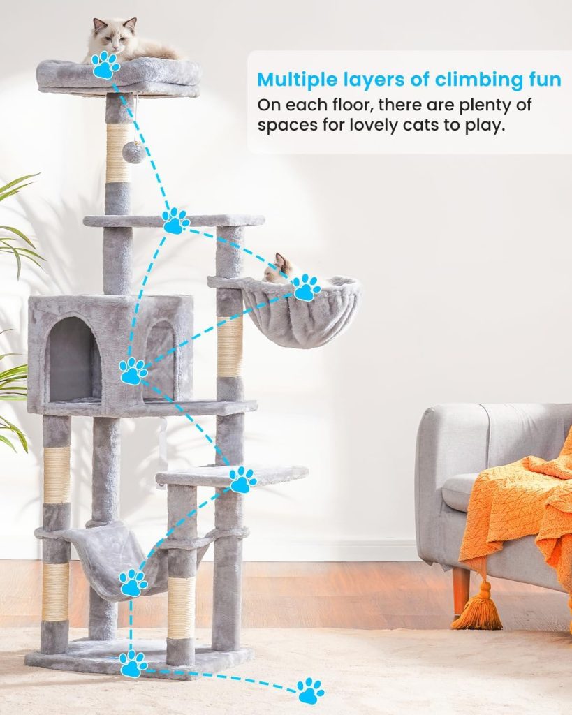 Hey-brother Cat Tree with Large Hammock multiple